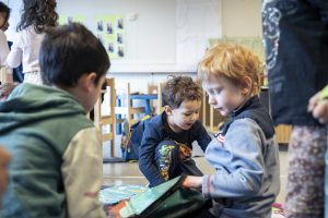 Children playing inside in the Kindergarten at ISB in Billund