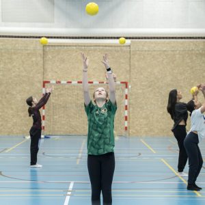 Middle School students in the Sports Hall at ISB, Denmark