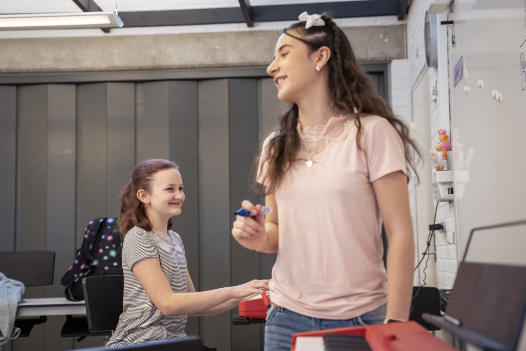 Students having fun together in Middle School at ISB, Denmark