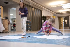 Children in Primary School at ISB drawing and balancing